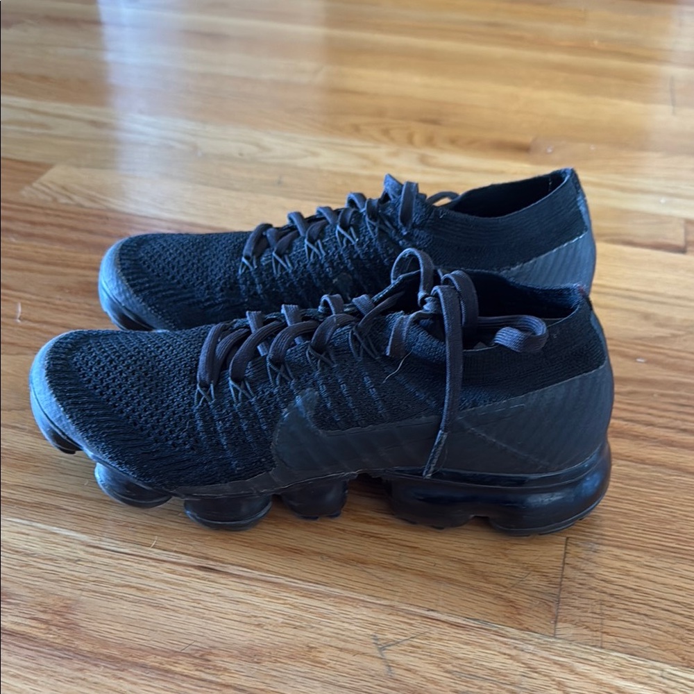 Nike Black VaporMax Athletic Shoes with Flyknit Upper